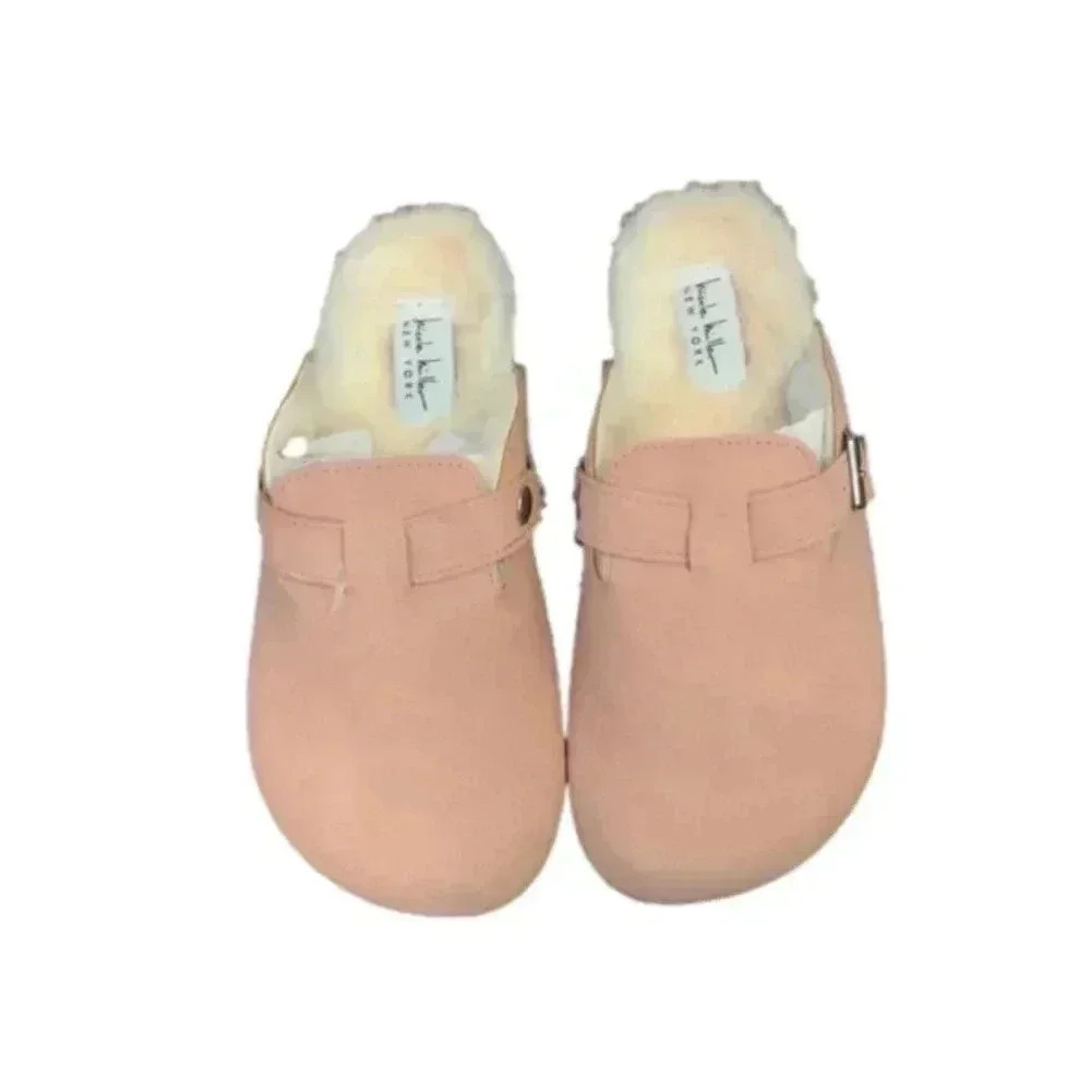 Nicole Miller Girls Faux Fur Lined Buckle Clogs